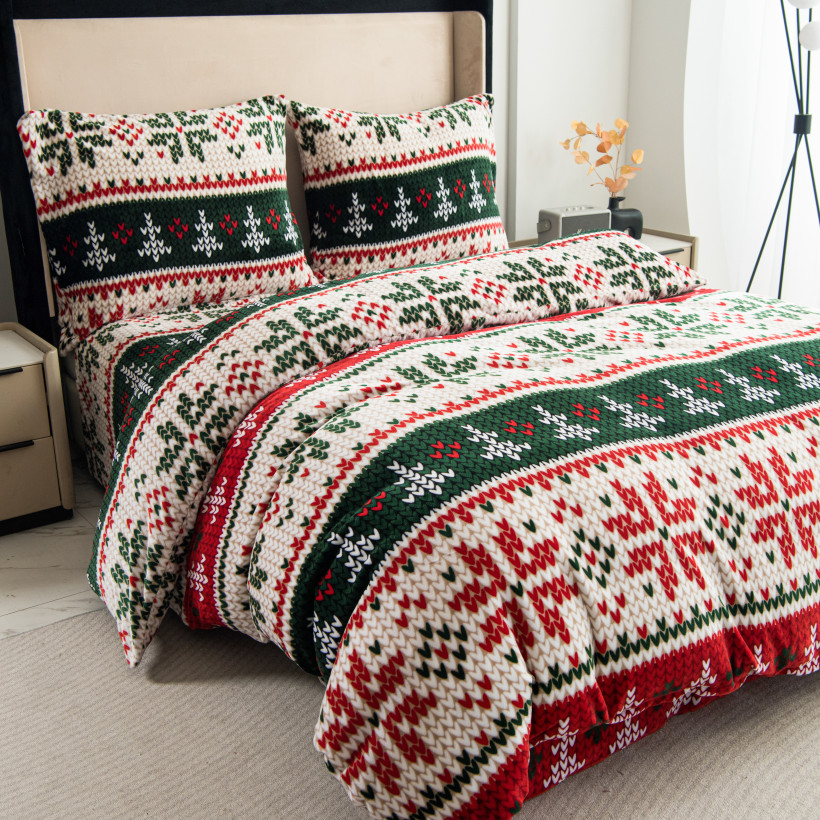 Pościel polarowa miś świąteczna wzór Norweski  140x200cm SHY-3200