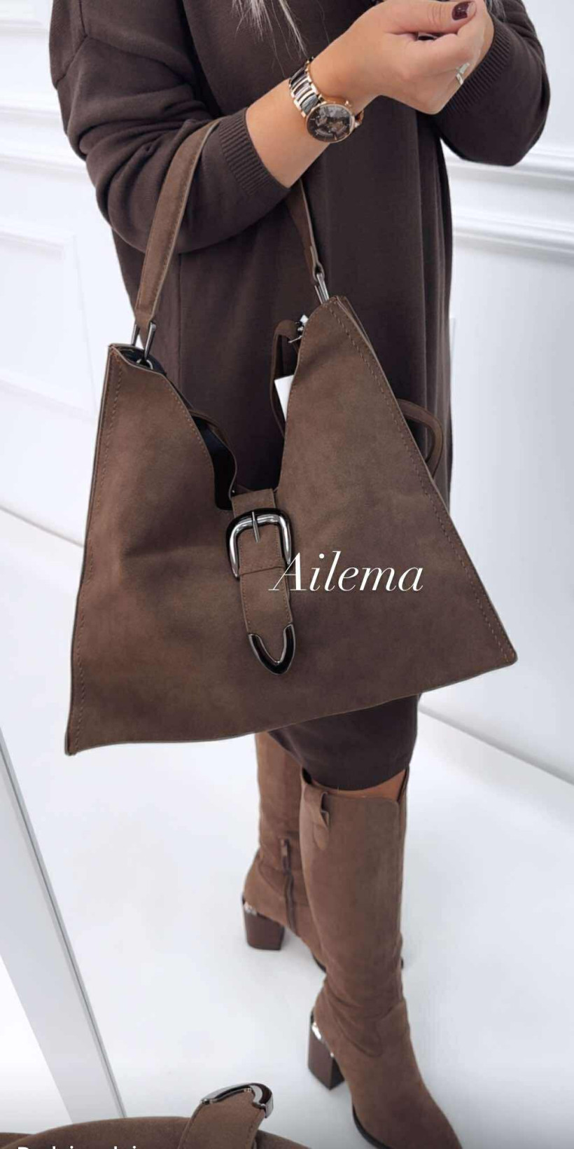 WYPRZEDAŻ Torebka 25102 z klamerką zamszowa