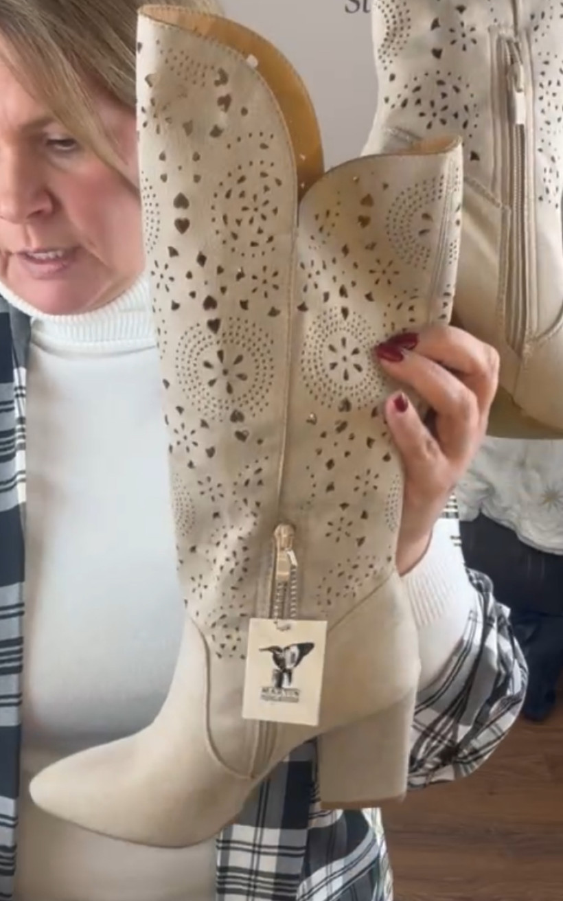 Kozaki ażurowe - martin - rozm.37 - beżowe