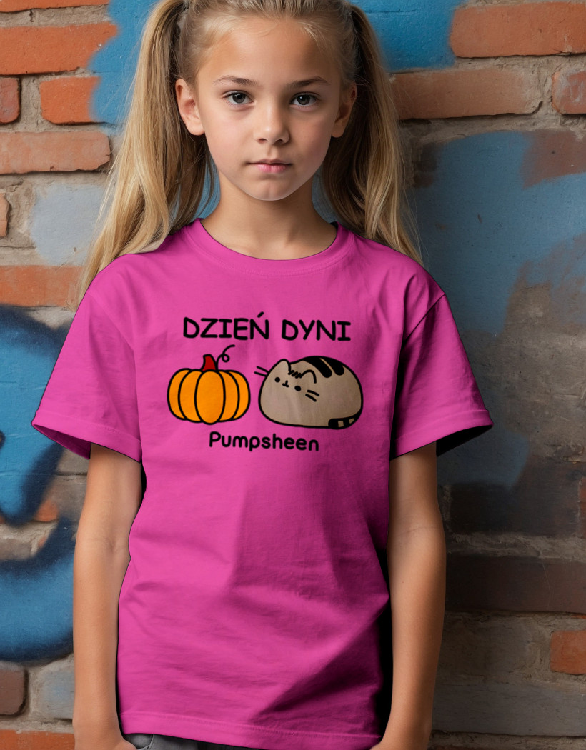 ZA T-shirt FUKSJA - Pusheen Dzień Dyni