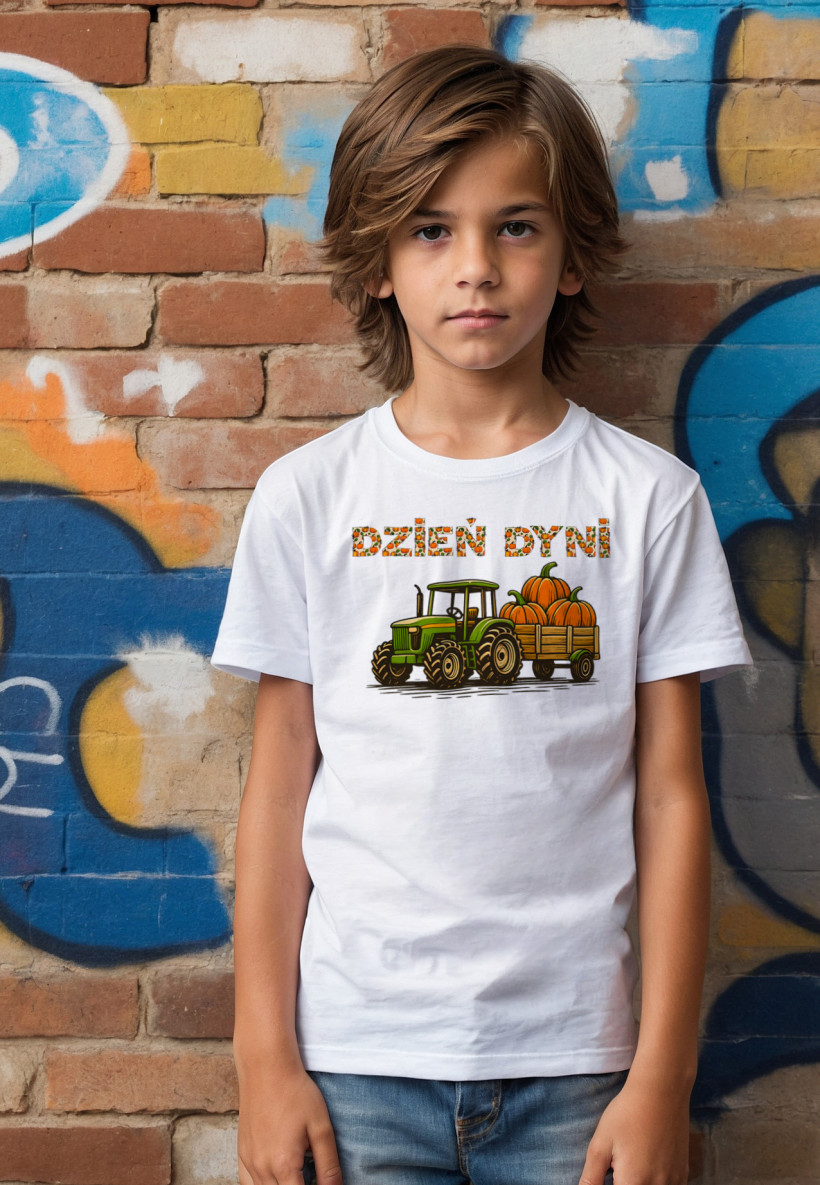ZA T-shirt BIAŁY - Traktor dzień dyni