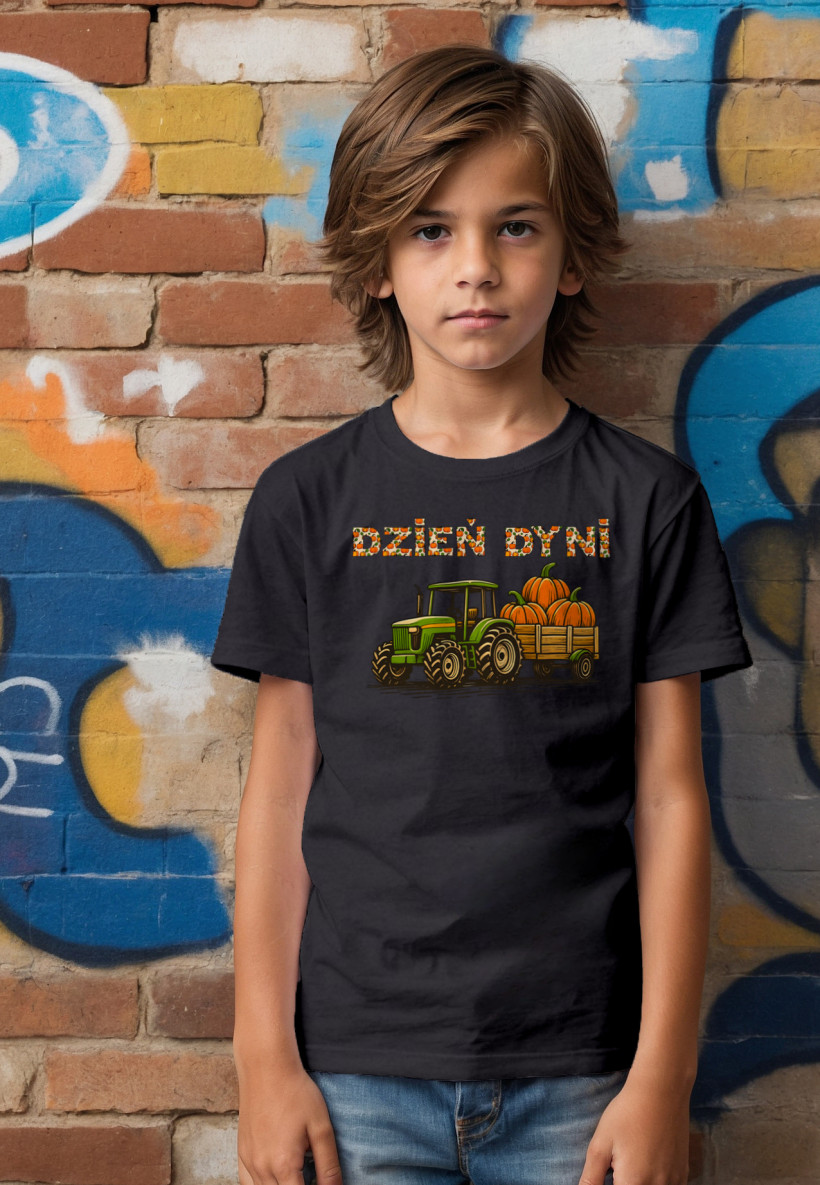 ZA T-shirt CZARNY - Traktor dzień dyni