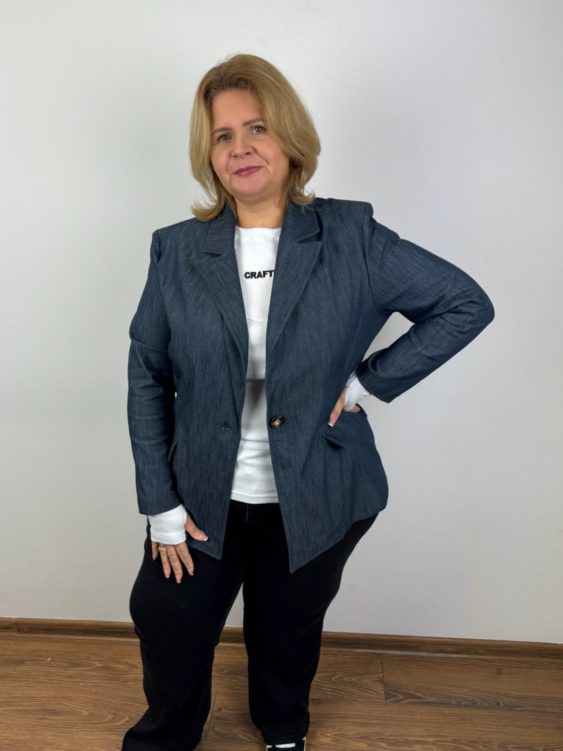 Italia nr V - Marynarka na jeden guzik - 251003 - jeans