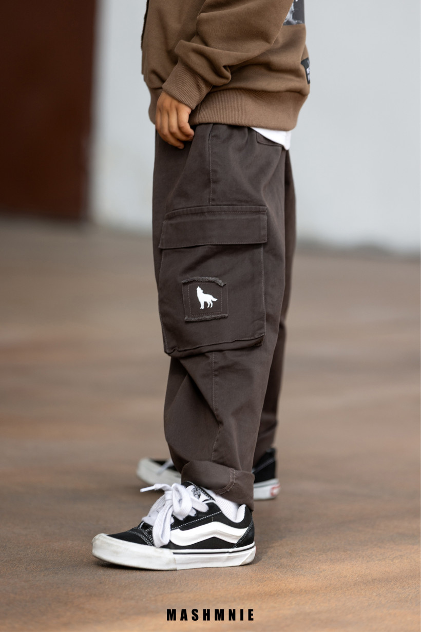 SPODNIE CZEKOLADOWE BOJÓWKI TKANINA MASH MNIE