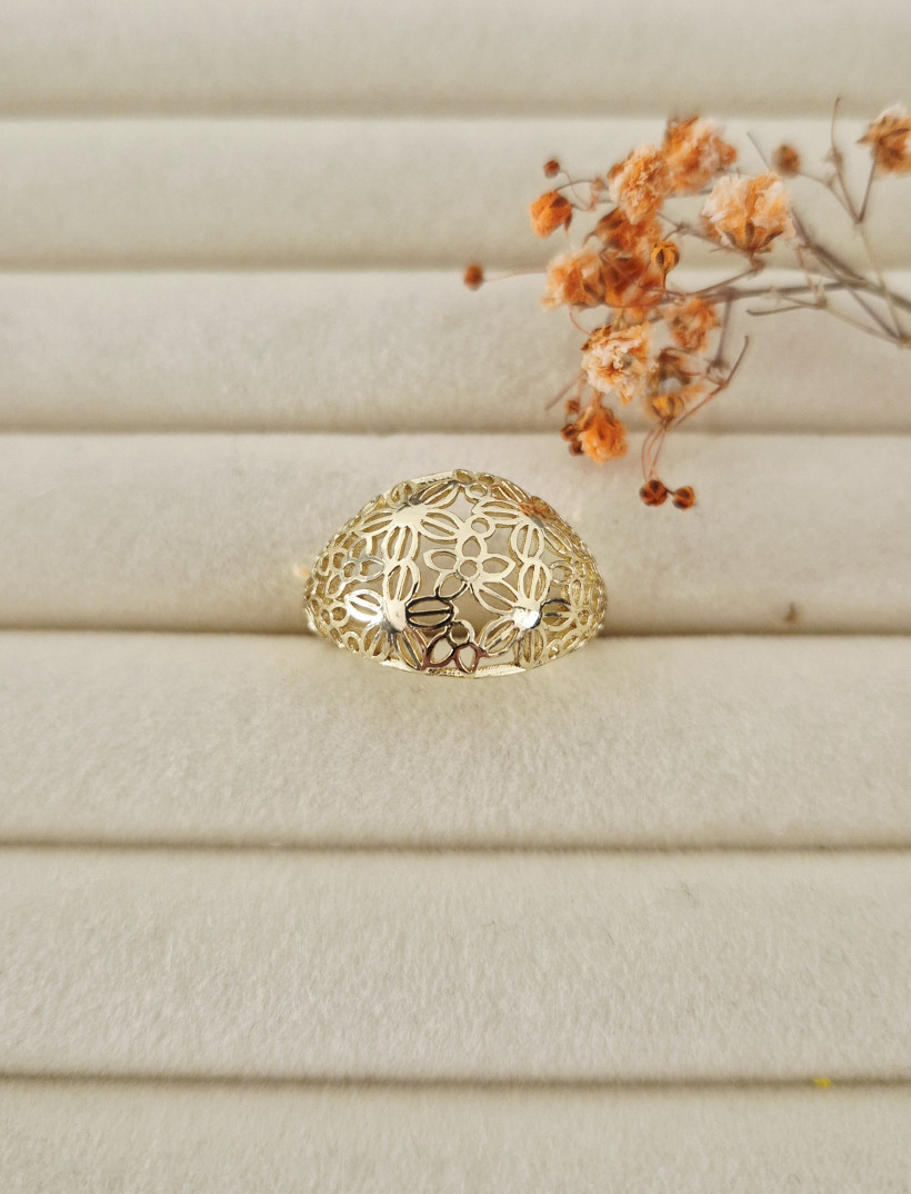 Pierscionek ażurkowy kwiat regulowany