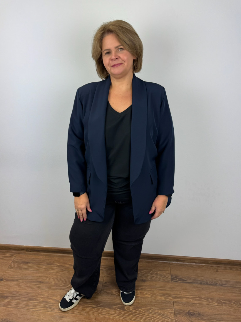 Italia nr IV - Żakiet jednokolorowy na podszewce - 2607 -  granatowy