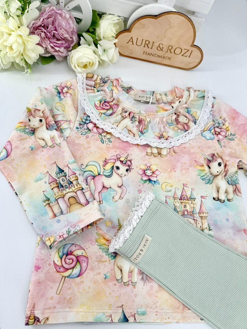 LEGINSY MIĘTOWE PRĄŻEK Z KORONKĄ AURI&ROZI