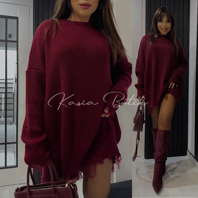 Sweter Oversize Ivy Bordowy
