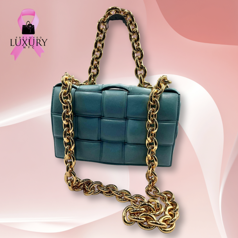 BOTTEGA The Chain Cassette in Blue Lambskin