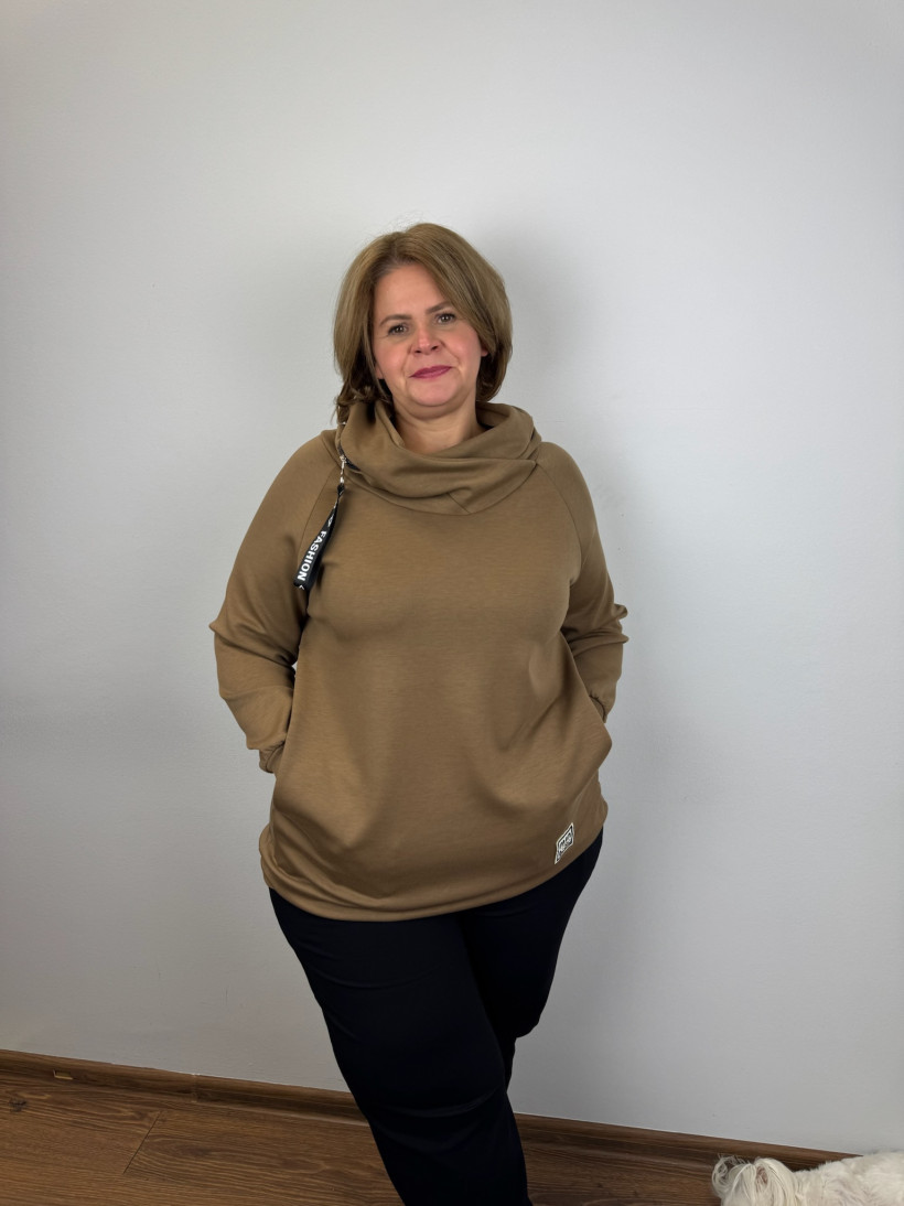 Italia nr V - Bluza/Tunika z kapturem jednokolorowa - 20010 - kamel