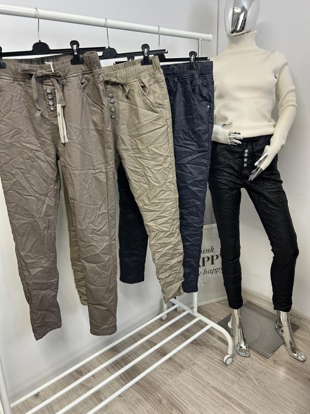 IT SPODNIE EKO SKÓRA GUMA KHAKI