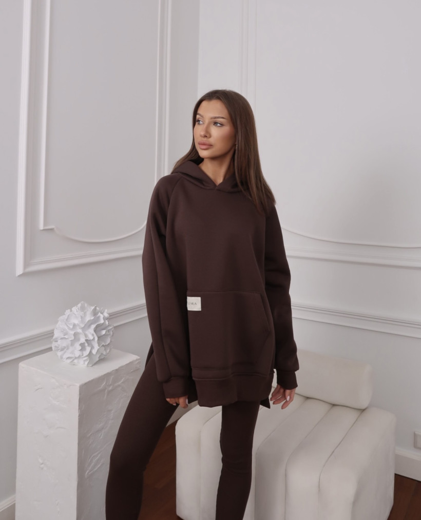 Damski komplet bluza i legginsy- czekolada