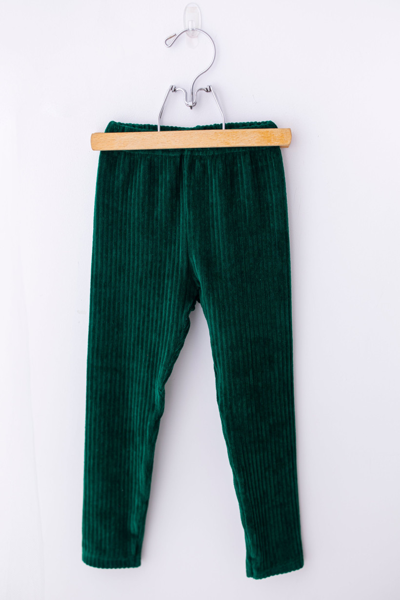 Leginsy Welur Prążek Zielone dla Dziecka Lily Grey – Komfort