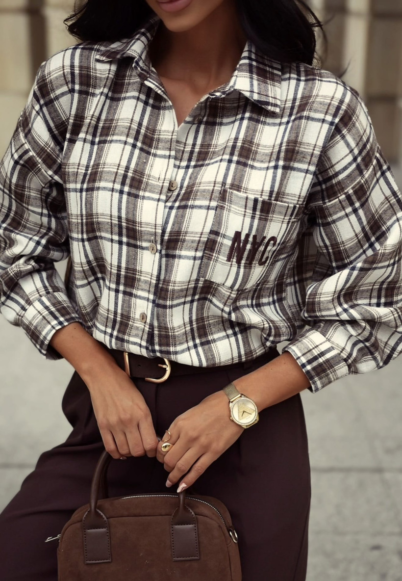 Koszula NYC prosta w kratę XANA