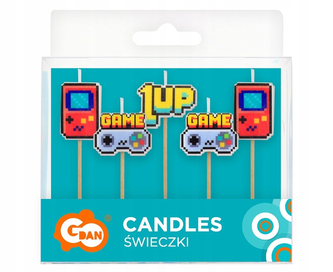 Świeczki pikery - Gra "game on" 5 sztuk