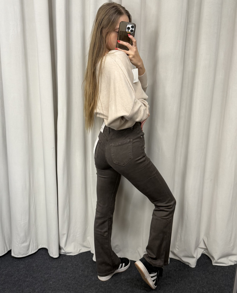 Jeansy dzwony czekoladowe 