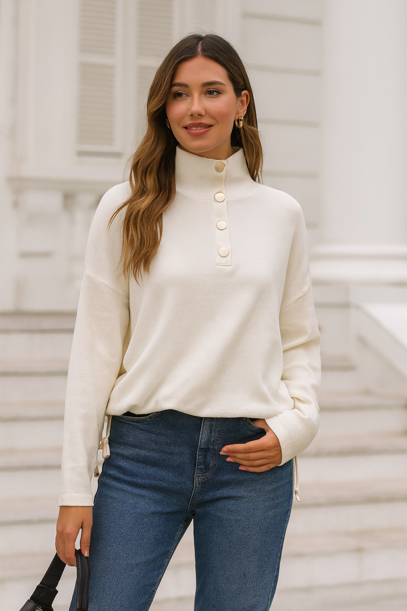 Sweter golf biały 1579