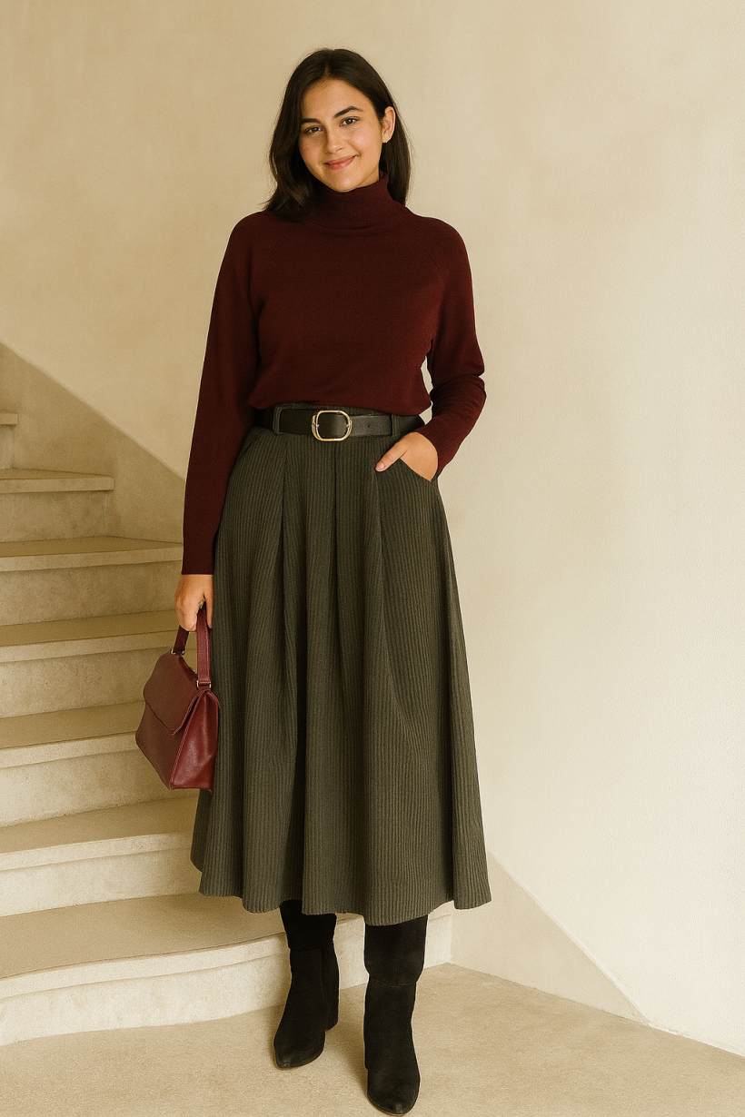 Spódnica sztruks zielona 1682