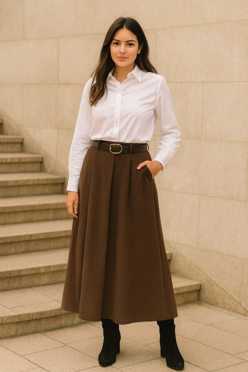 Spódnica sztruks czekolada 1682