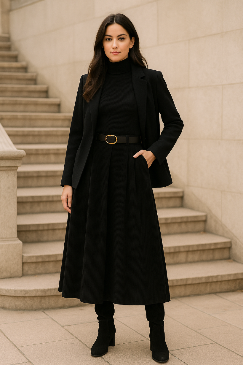 Spódnica sztruks czarna 1682