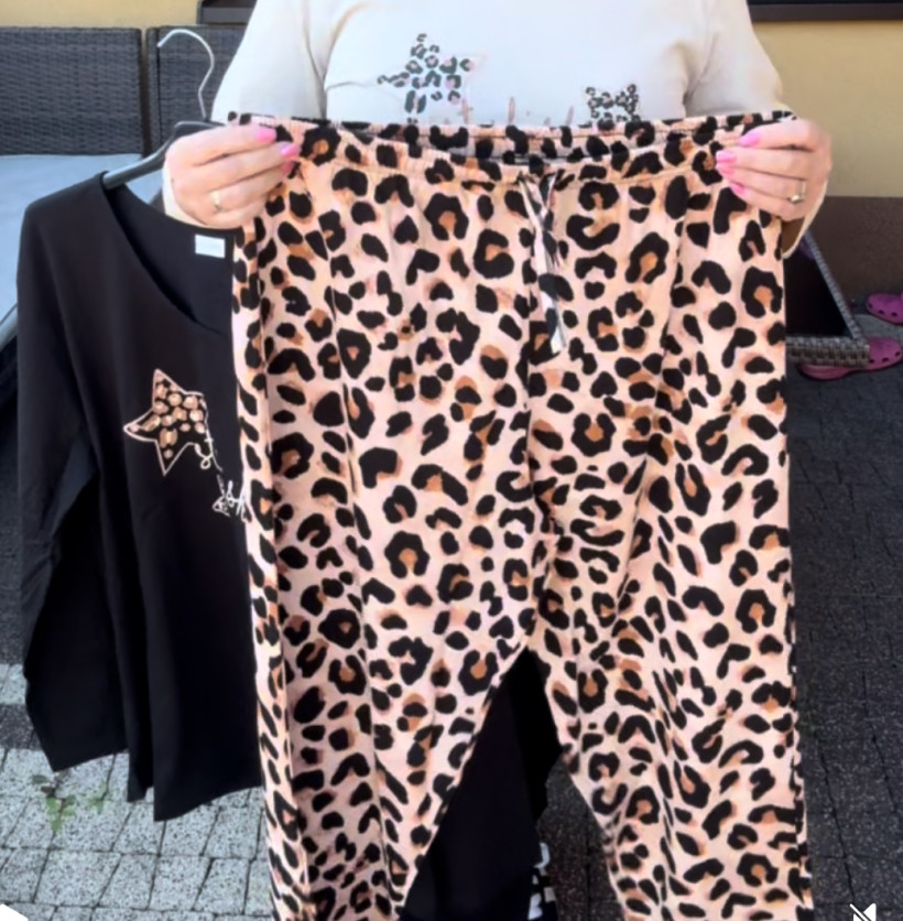 Piżama bawełniana, spodnie w centki - 4xl - 4962 - czarna pantera