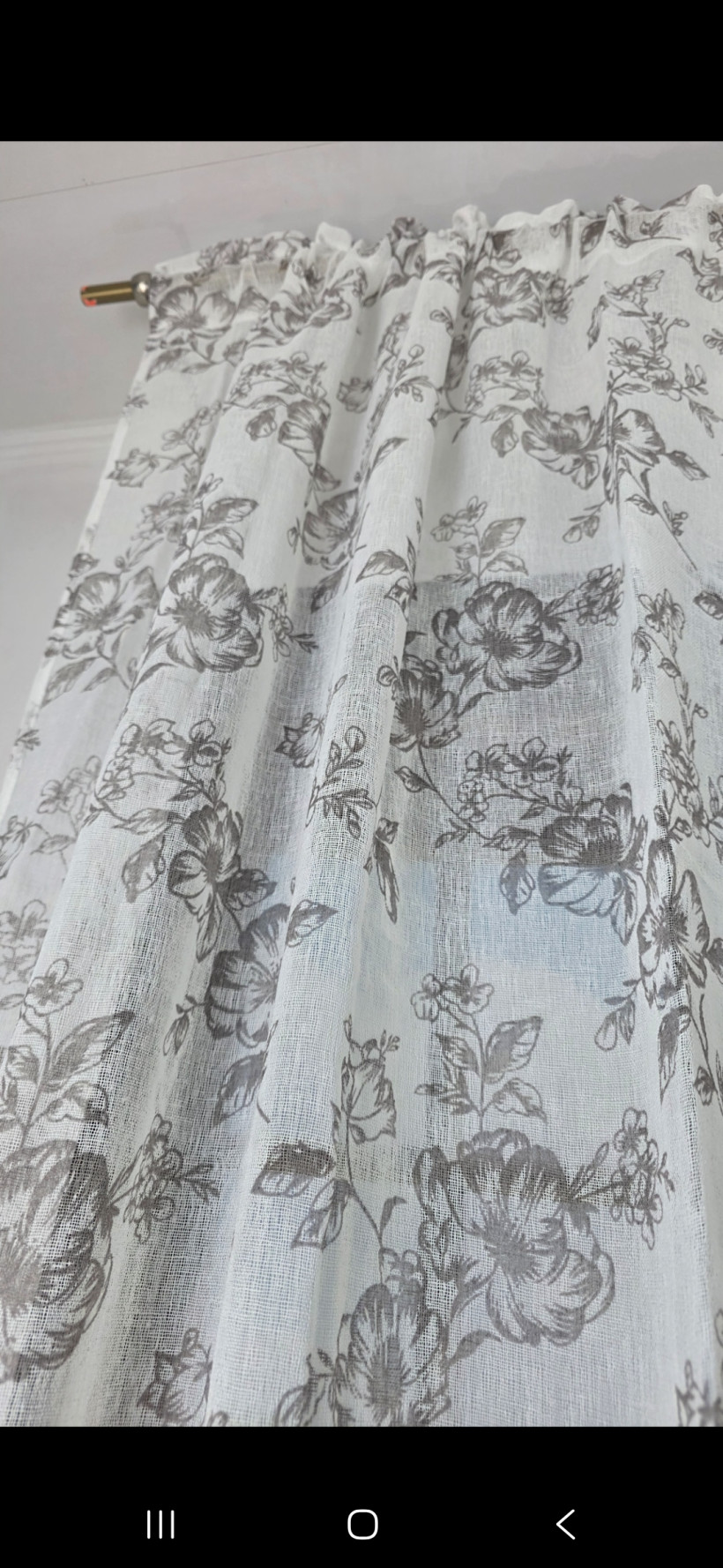 Etamina w szare kwiaty 140x270cm Taśma 