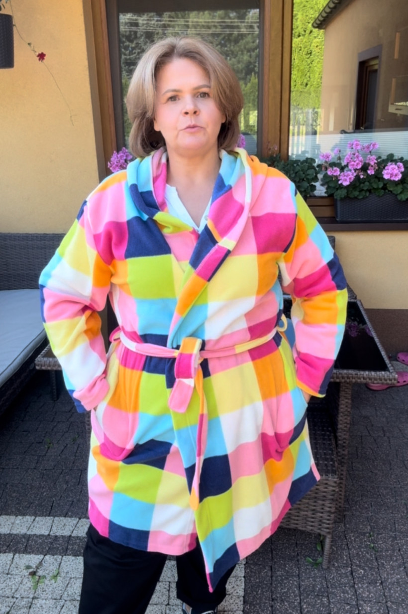 Szlafrok z kapturem, kolorowe kostki - 2xl - 0051- multikolor - promocja