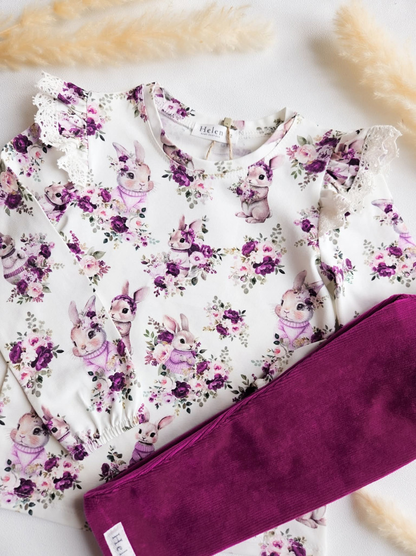 LEGINSY AMARANT WELUR PRĄŻEK BAWEŁNIANY HELEN