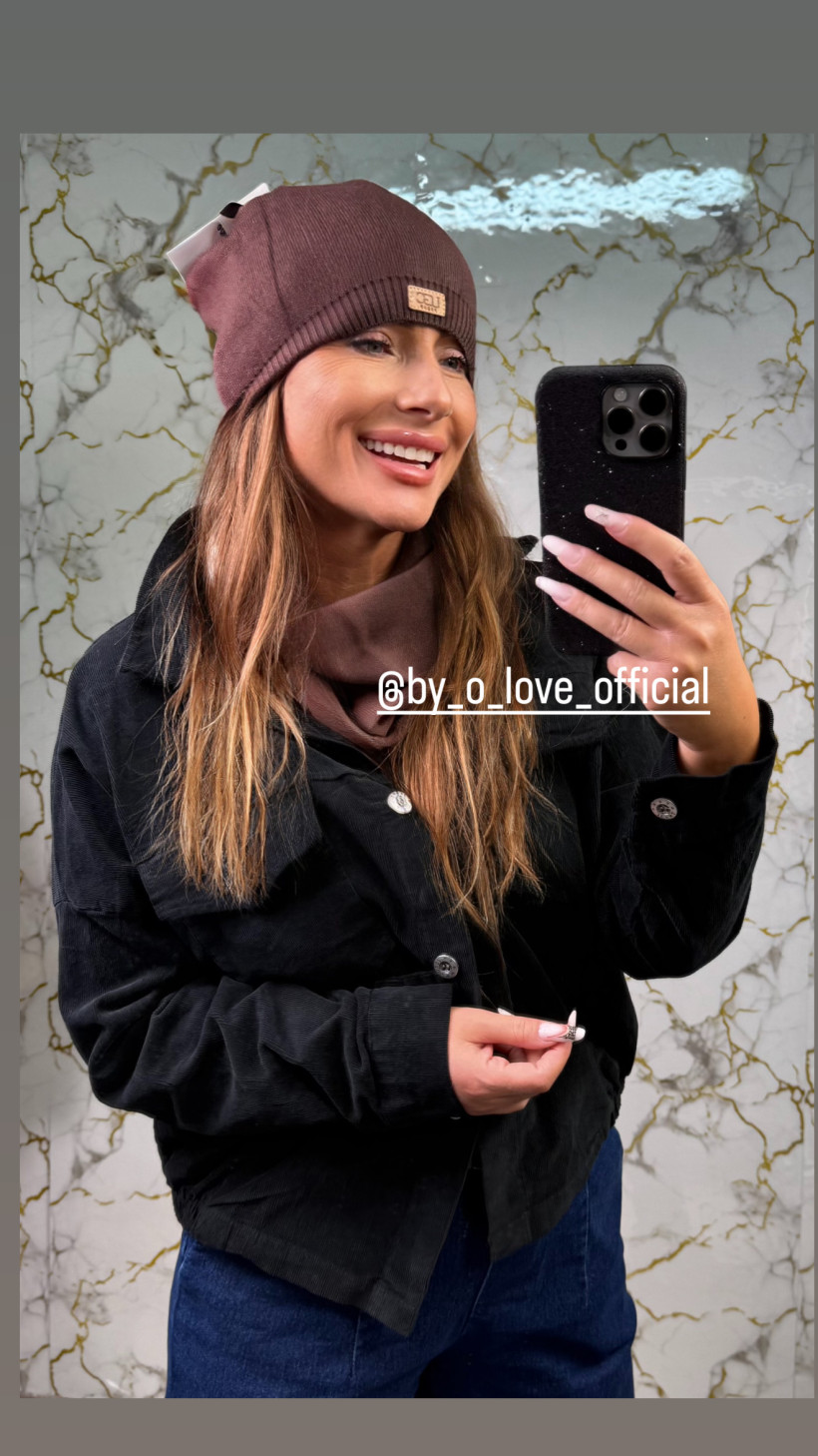 Komplet czapka komin nowy damski czekolada set