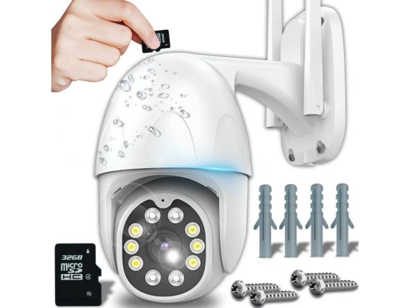 OBROTOWA KAMERA ZEWNĘTRZNA ZOOM 4X WIFI IP 2MPx + KARTA SD 32GB APLIKACJA