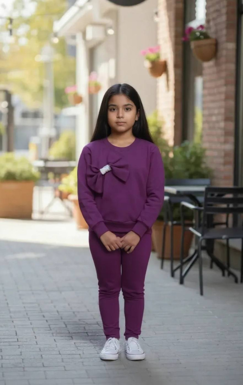 Bluza Emiś Śliwka z uroczą kokardą dla dziewczynki