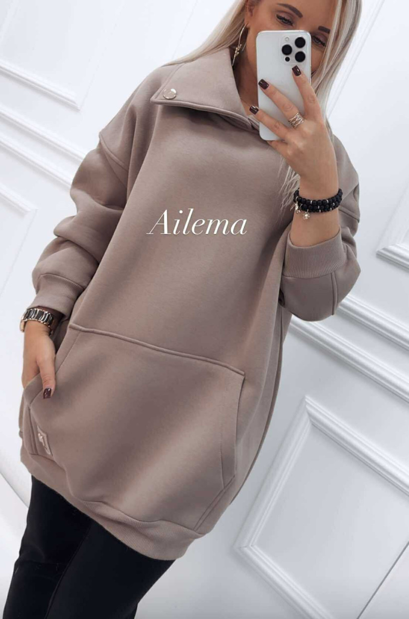 Bluza overize Megi T1032 z kołnierzykiem