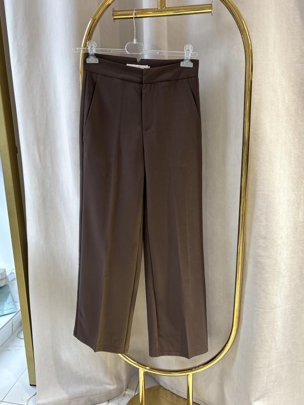 LM SPODNIE MATERIAŁOWE SZEROKIE CZEKOLADA