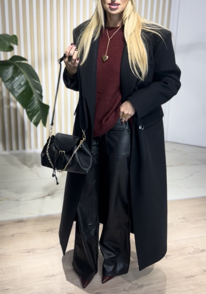 EM PŁASZCZ WEŁNIANY CZARNY