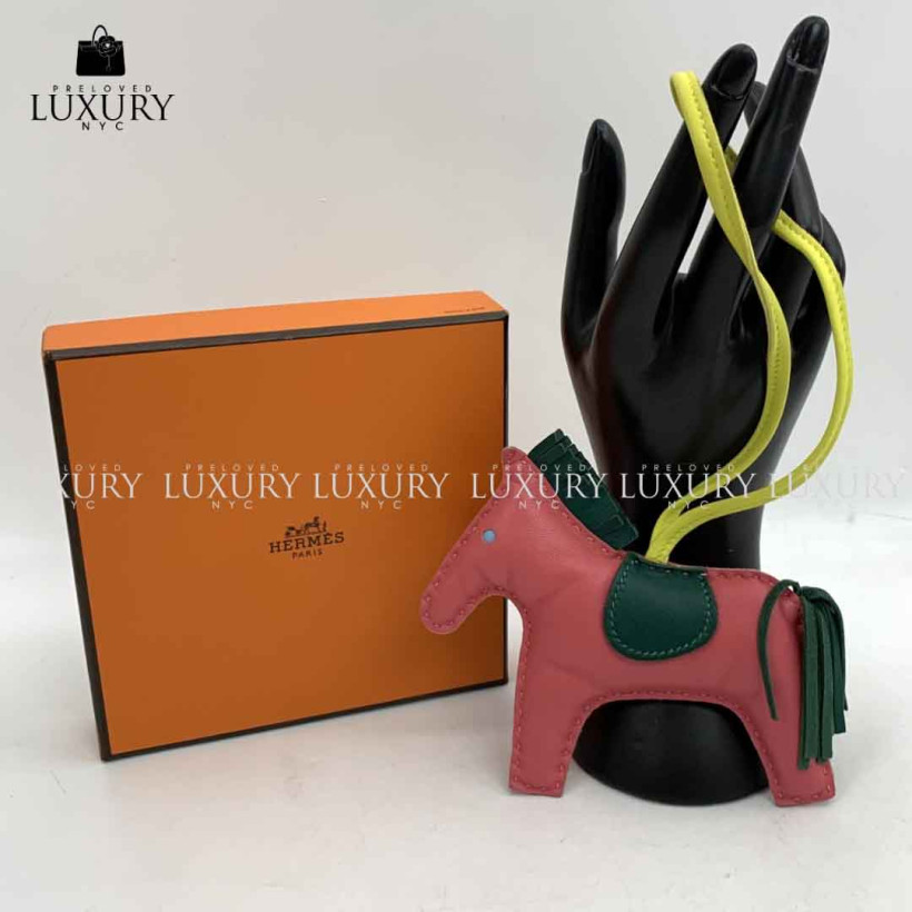 HERMES PINK/GREEN/YELLOW RODEO A STAMP CHARM