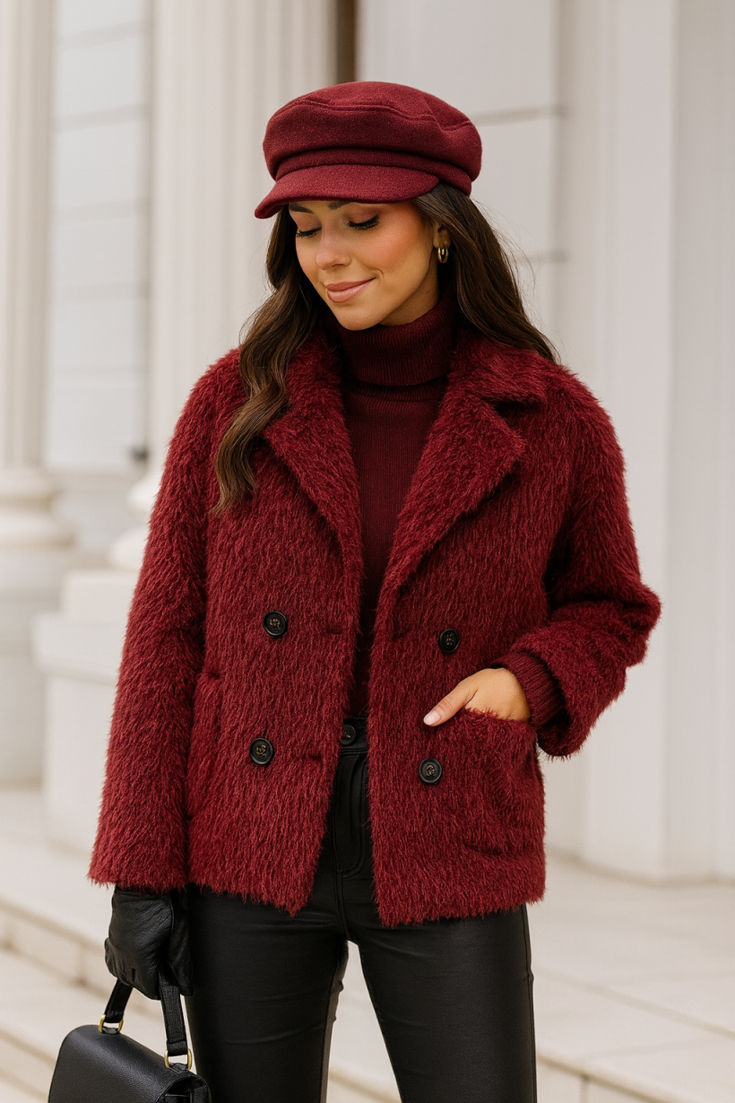 Kurtka włochacz bordo 1684