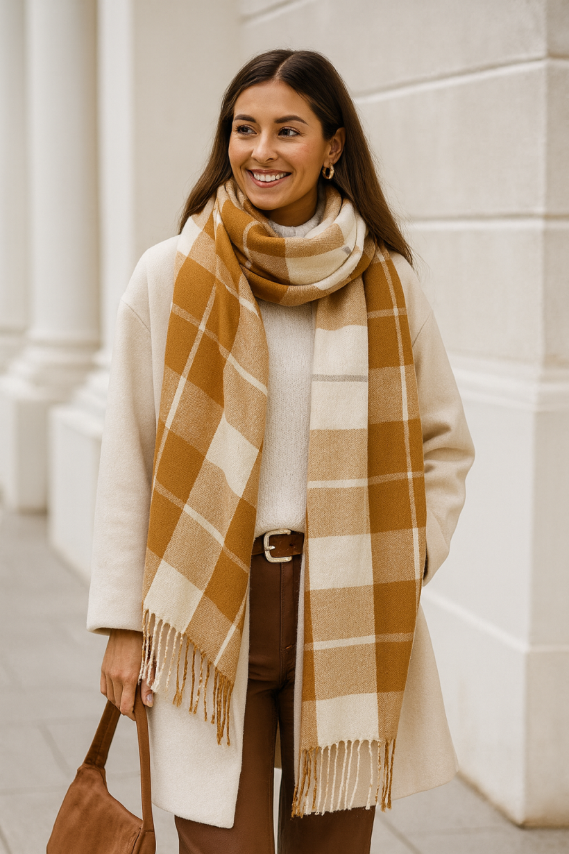 Szal kratka brąz 1663