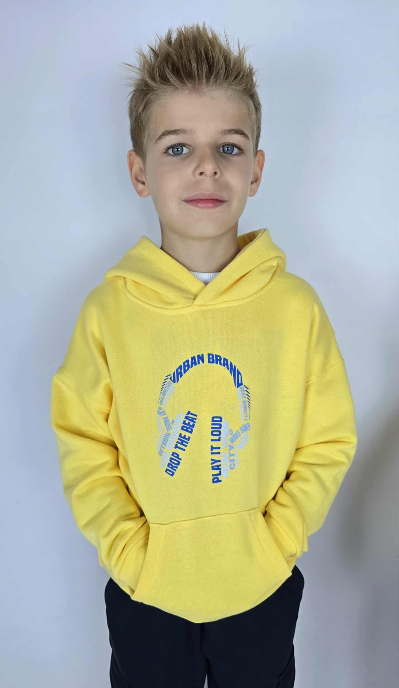 Żółta Bluza Urban Brand z Kapturem dla Chłopca