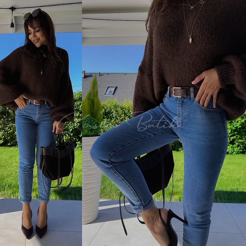 Spodnie Jeansowe Mom Fit Miss BonBon Niebieskie