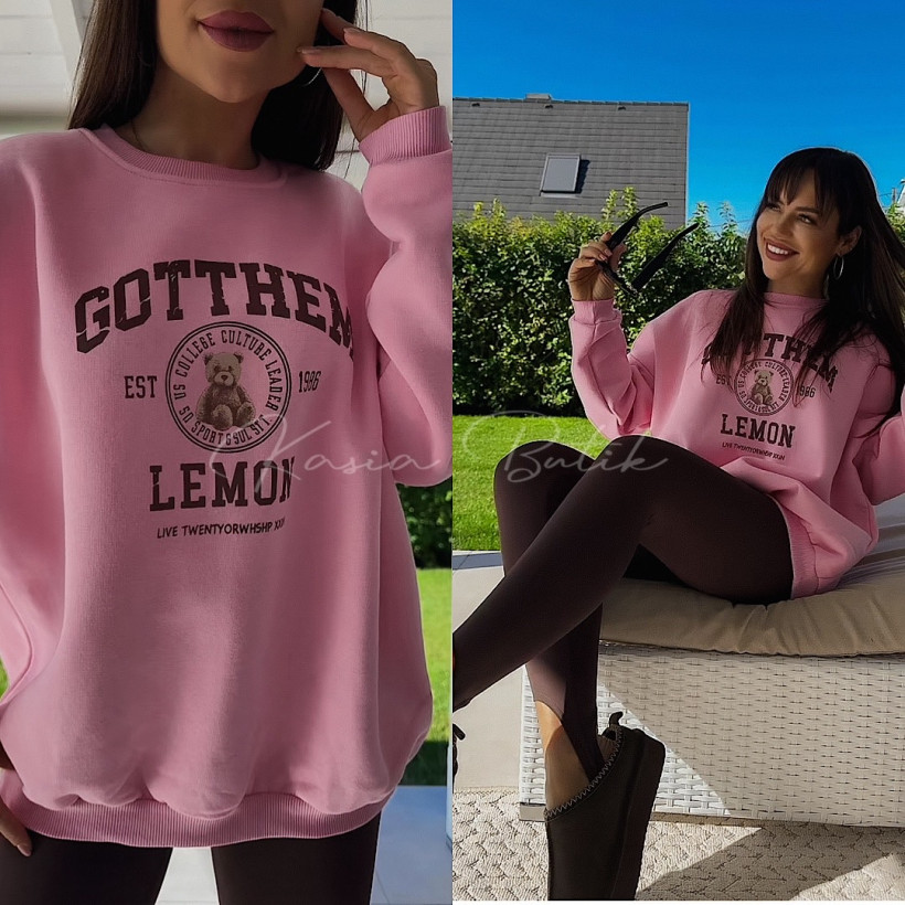 Bluza Bawełniana Gotthem Lemon Cukierkowy Róż