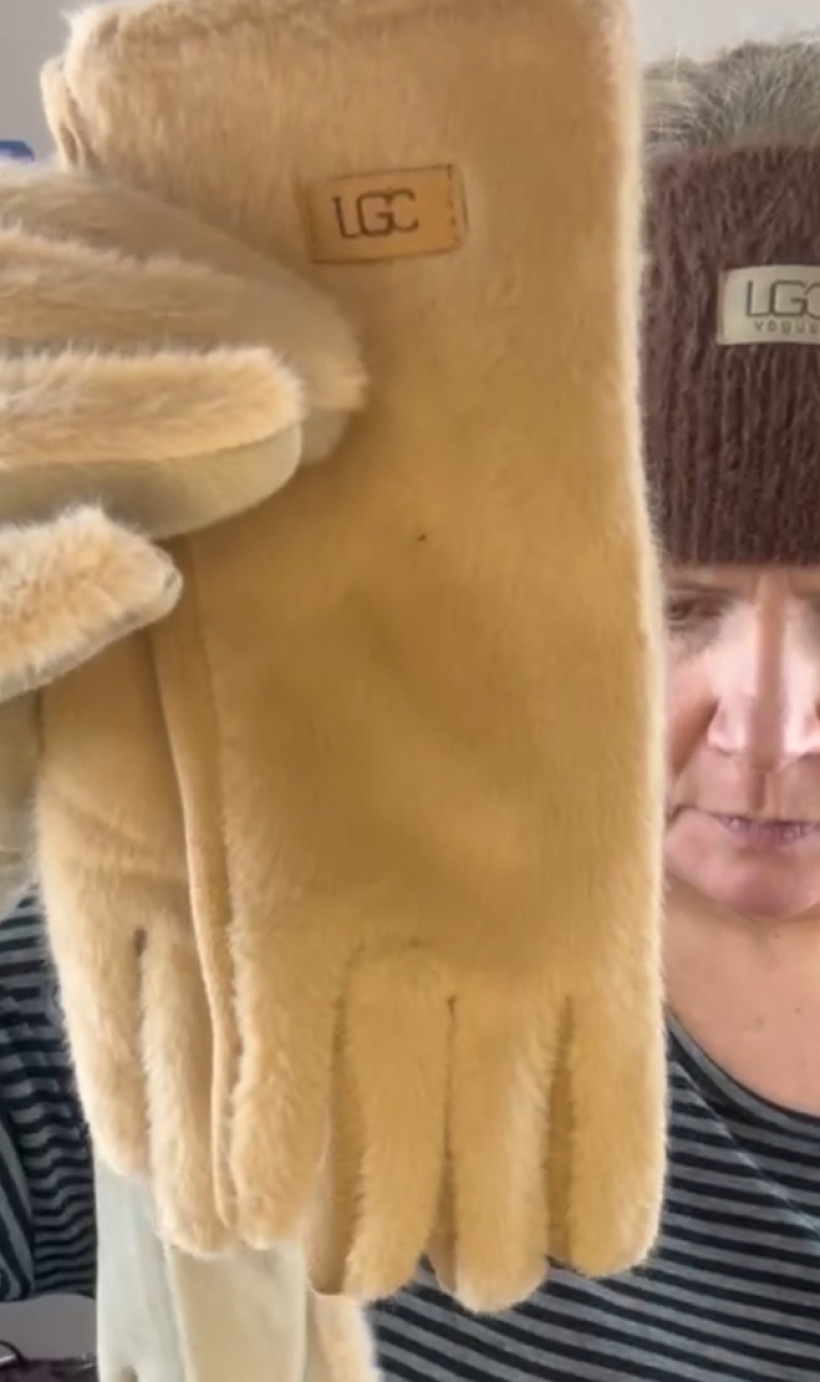 Rękawiczki z kożuszkiem - lgc - 2411 - karmel