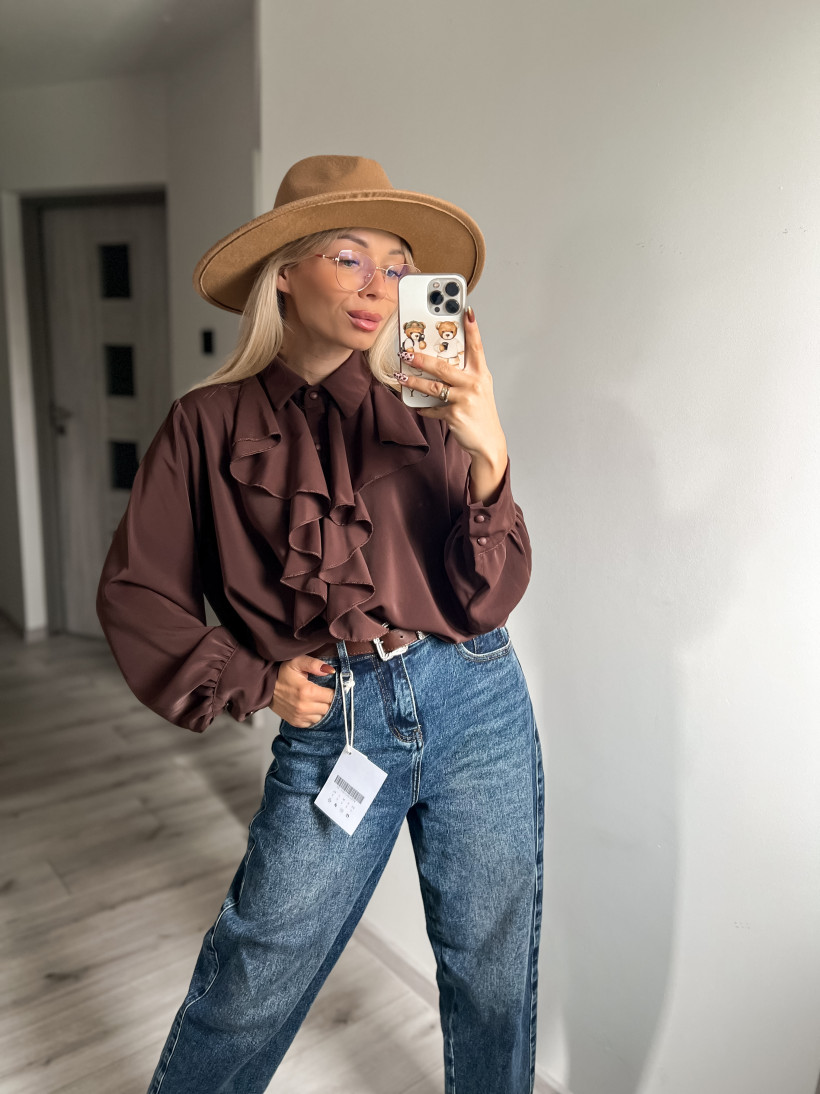 Koszula czekolada falbana