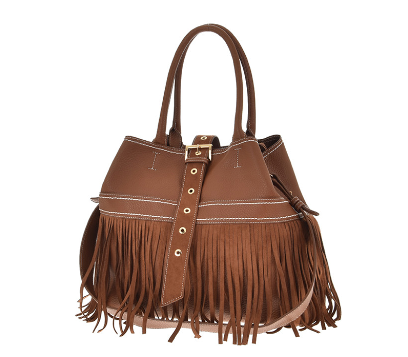 TOREBKA EKO SKÓRA Z EKO ZAMSZEM DUŻA KARMEL A4 BESTINI MM25866