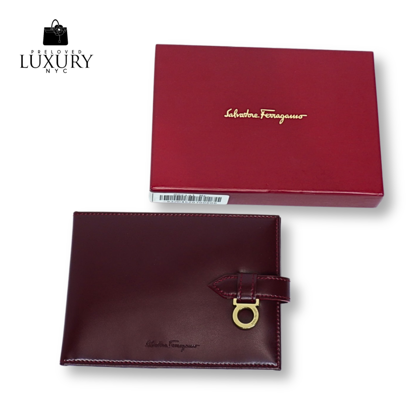 SALVATORE FERRAGAMO ID Holder Cherry Calf