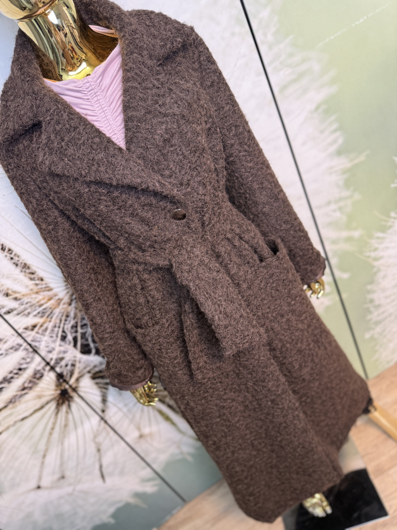 Długi płaszcz premium wełniany (melanż) Minouu