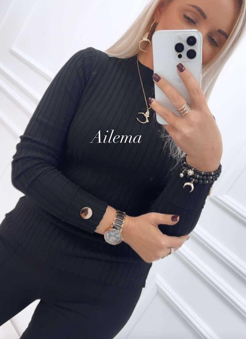 WYPRZEDAŻ Półgolf prążek 6067ozodbne guziki na rękawie