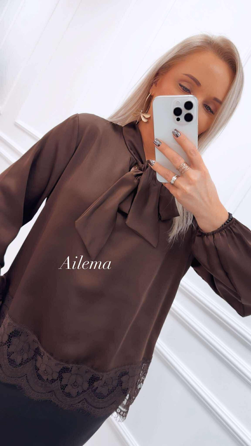 WYPRZEDAŻ Koszula kk920 wiązana przy dekolcie