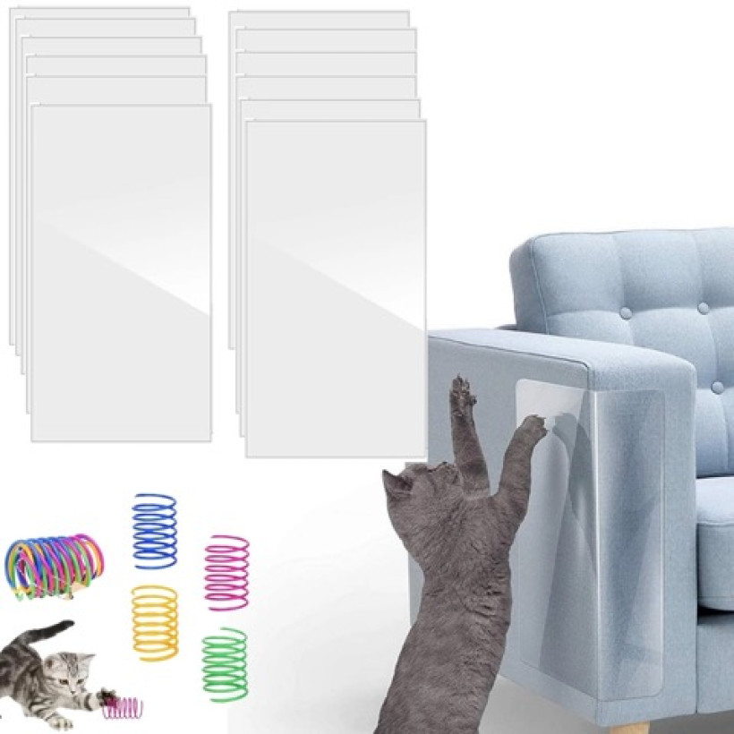 samoprzylepna folia ochronna na meble +sprężynki dla kota (D4)