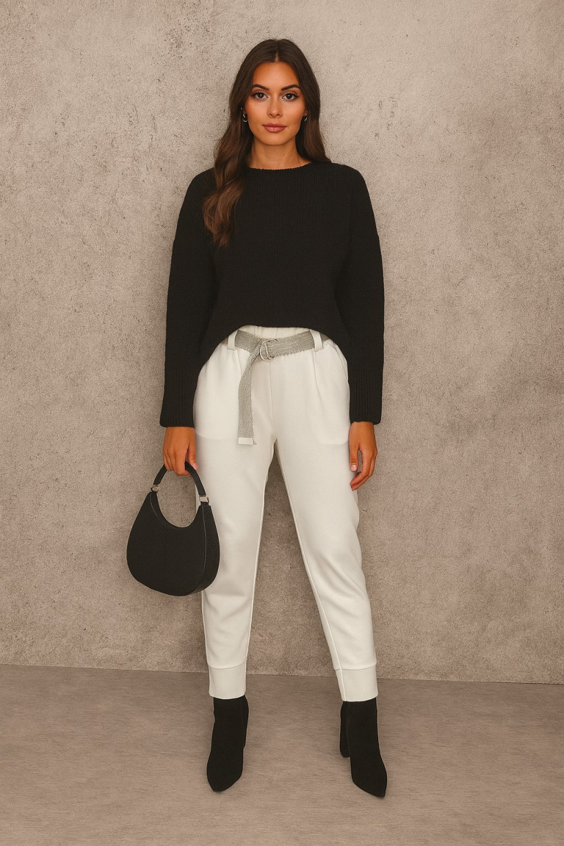 SPODNIE PASEK LNIANY