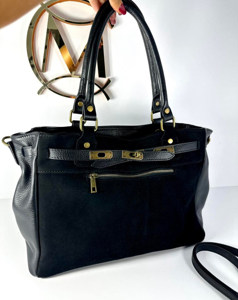 MASSIMO CONTTI MEGA SHOPPERA CZARNA SKÓRA NATURALNA